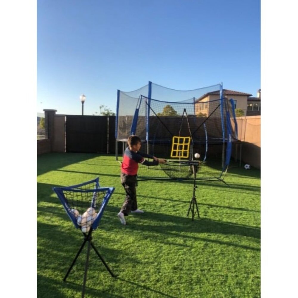 Baseball Softball Practice Combo - 7 X 7 Feet Net Tee Caddy 12 Pack Baseball Set
